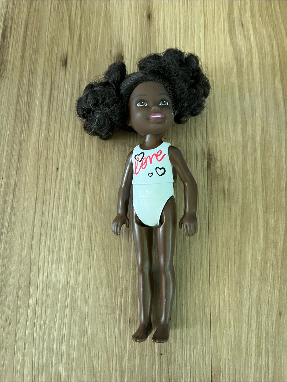 Barbie CHELSEA Doll White Molded Body Love Heart Print